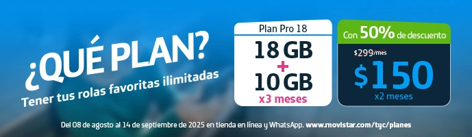Tus rolas favoritas ilimitadas con 18GB para navegar y Apps favoritas. Por $150 MXN los primeros 2 meses, después $299 MXN. 50% de descuento al contratar en línea