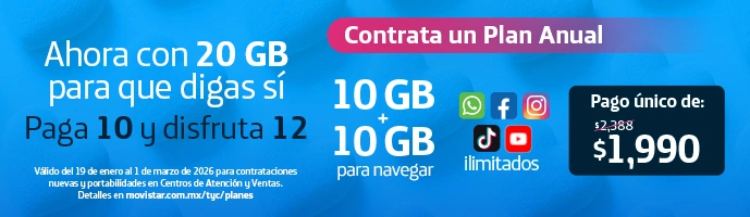 c. Obtén 20GB, YouTube y TikTok ilimitados por solo $1990. ¡Conéctate a máxima velocidad!