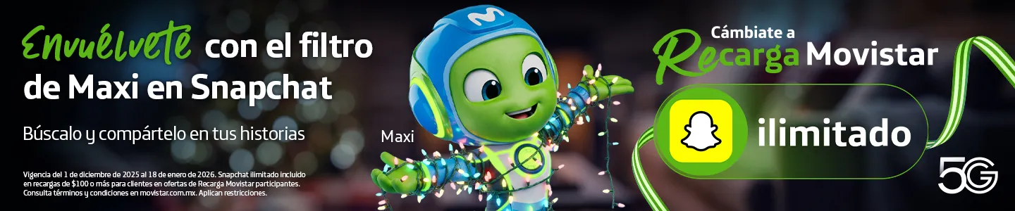 Busca el filtro Maxi Movistar en Snapchat y compártelo