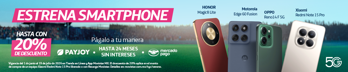 Estrena un smartphone nuevo como el Honor Magic8 Light con 20% de descuento en Movistar. Paga a meses sin intereses. ¡Renueva ya!