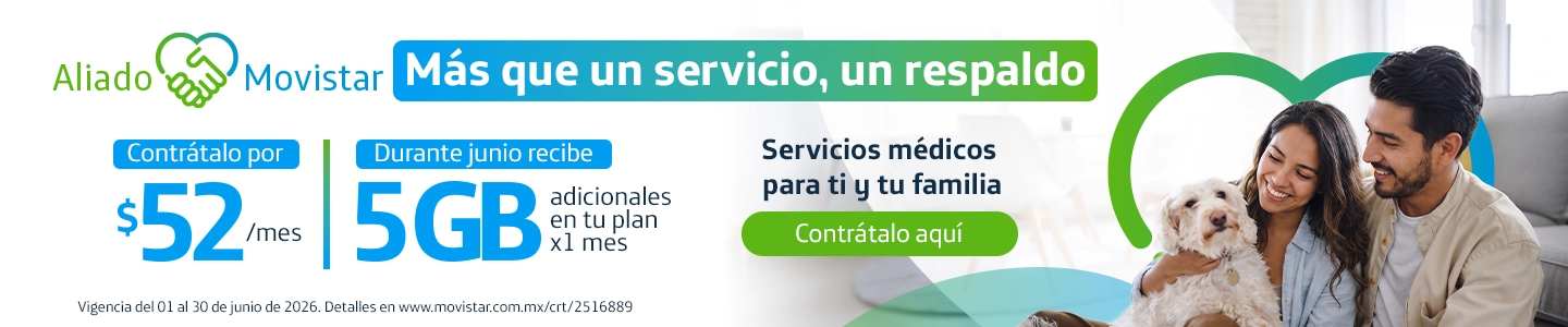 Aliado Movistar con asistencia médica y 5GB adicionales en tu plan. Contrata las mejores ofertas de junio y protege a tu familia