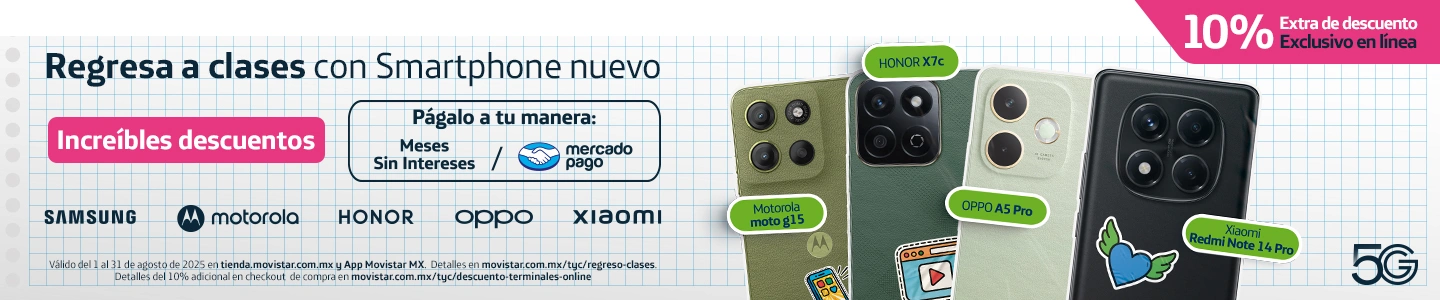Regresa a clases: Smartphone nuevo con descuentos, meses sin intereses o Mercado Pago. Marcas; Samsung, Motorola, Honor, Oppo, Xiaomi. 10% extra online
