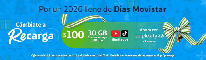 Bono de bienvenida por portabilidad: Trae tu número a Movistar y tu primera recarga de $100 te da 30 GB en total para la red 5G