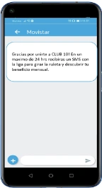 Paso 3: Recibe el mensaje informativo Smartphone mostrando un mensaje informativo de Club 10