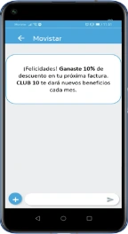 Paso 6: Confirma tu beneficio Smartphone mostrando la confirmación del beneficio obtenido en Club 10